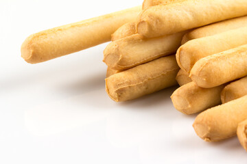 bread sticks on white background