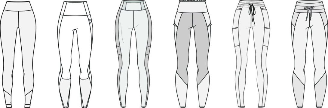 Premium Vector  Girls fashion leggings flat sketch template