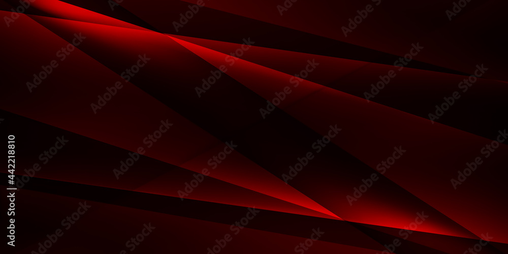 Poster new red shapes with glowing concept modern abstract background design. minimal dark black and red gr