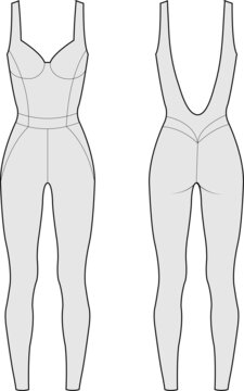Unitard Bodysuit Catsuit vector illustration. 