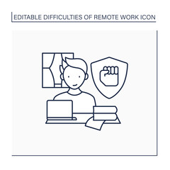 Remote work line icon. Staying motivated. High productivity. Career difficulties concept. Isolated vector illustration. Editable stroke