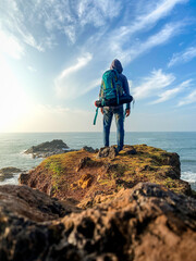 hiker on a rock