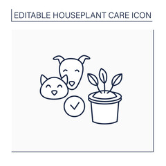 Gardening line icon. Safe plants for cats and dogs.Home gardening. Houseplant care concept.Isolated vector illustration.Editable stroke