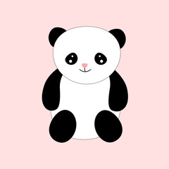 Flat vector of funny little panda . Cartoon character of cute bamboo bear. Graphic design for children print, sticker. On white background. nice bear