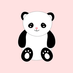 Flat vector of funny little panda . Cartoon character of cute bamboo bear. Graphic design for children print, sticker. On white background. nice bear