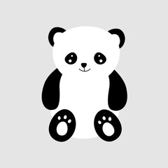 Flat vector of funny little panda . Cartoon character of cute bamboo bear. Graphic design for children print, sticker. On white background. nice bear