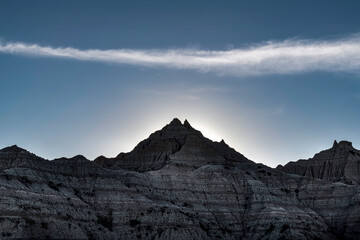 Badlands at sunset