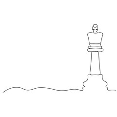 Chess Day. The king chess piece. Solid line. Vector illustration drawn with a single line.