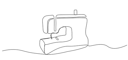 Sewing machine. Sewing Machine day. Solid line. Vector illustration drawn with a single line. - obrazy, fototapety, plakaty