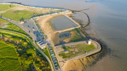 Brightlingsea lighthouse tower at sunset with stunning light special seaside day, Essex, England, UK