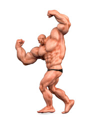 Obraz premium bodybuilder doing a pose number 6 in white background other side