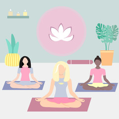 Obraz premium yoga classes men pregnant women, yoga classes in a group, yoga classes online