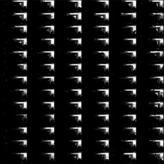 Rough, irregular texture composed of monochrome geometric elements. Overlay distressed grunge background. Abstract vector illustration. Isolated on white background. EPS10