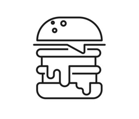 Hamburger Outline Icon with Editable Stroke.