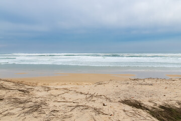 Biscarosse in the Landes, beautiful beach in winter

