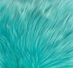 Turquoise shaggy long pile artificial fur texture
