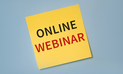 Sticker with ONLINE WEBINAR text against blue background