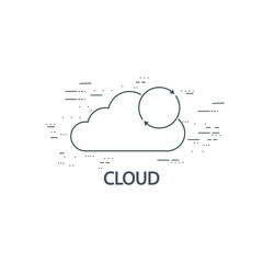 Cloud computing thin flat design on the white