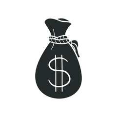 Dollar Bag Icon Silhouette Illustration. Gold Treasure Vector Graphic Pictogram Symbol Clip Art. Doodle Sketch Black Sign.