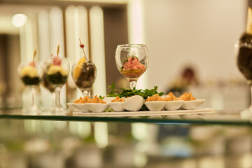 Vegetable sauces for picking up from buffet for hotel system of all-inclusive. Vegetables stew with greenery
