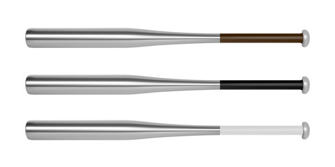 Aluminum baseball bat in the vector side view.Baseball bat for playing baseball vector illustration.