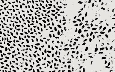 Randomly placed polka dots, hand drawn spots seamless vector pattern. Scattered big and small circles, points in various sizes. Background. Decorative black and white design tiles.