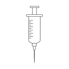 Linear syringe icon isolated on white background. Vaccination and immunization concept. Editable stroke. Vector outline illustration.