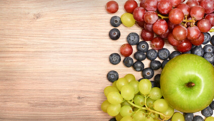 Fresh fruits on wood table