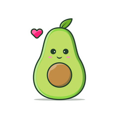 Cute Kawaii avocado with smile expression vector