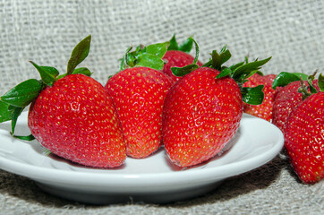 Fresh strawberries in a bowl on a background