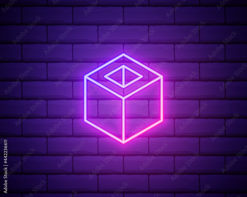 Poster cube icon. elements of web in neon style icons. simple icon for websites, web design, mobile app, in