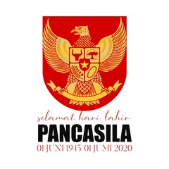 Indonesian Holiday Pancasila Day Illustration.Translation: October 01, Happy Pancasila day. Suitable for greeting card, poster, and banner