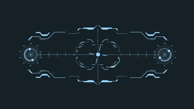 Futuristic optical aim. Military collimator sight, gun targets focus range indication. Gaming and hi-tech, cyberspace