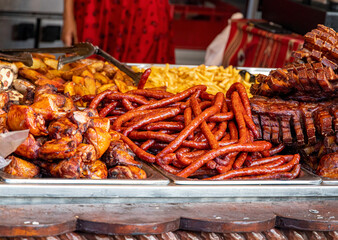 Romanian peasant sausages made on a grill