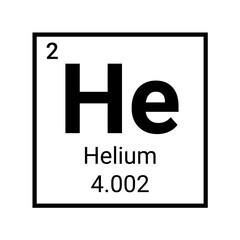 Helium periodic table element chemistry symbol. Vector helium atom gas icon