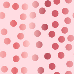 Abstract rose gold texture with polka dot Seamless pattern with shiny confetti on light pink backdrop Vector illustration