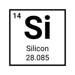 Silicon chemical periodic element vector sign symbol illustration. Silicon element icon - obrazy, fototapety, plakaty