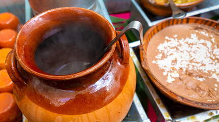 National Mexican food in a trendy Coyoacan restaurant near Mexico City.