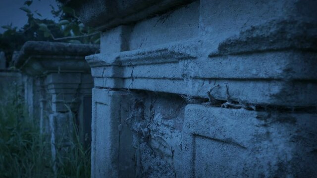 Crypt In Windy Churchyard Late In The Evening
