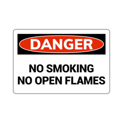 Danger no smoking flat area sign. Stop cigarette smoke danger prohibited vector zone