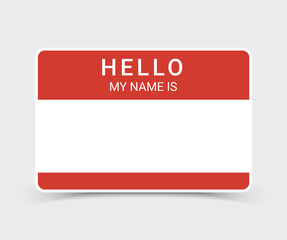 Name tag hello sticker badge. My nametag label vector hello card introduction blank sign