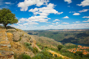 Fototapeta na wymiar Beautiful mountain and river landscapes in the Douro Natural Park. Douro river - Portugal