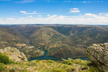 Fototapeta na wymiar Beautiful mountain and river landscapes in the Douro Natural Park. Douro river - Portugal. Sightseeing place of Penedo Durao