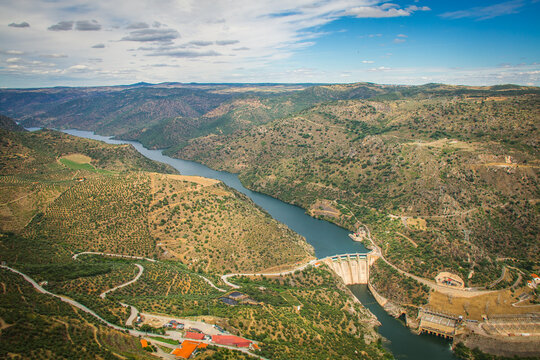 Beautiful mountain and river landscapes in the Douro Natural Park. Douro river - Portugal. Sightseeing place of Penedo Durao