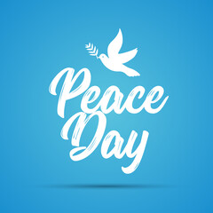 International Peace Day card. Dove and olive branch hope holiday symbol vector illustration of freedom love faith and peace
