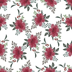 seamless pattern of red flower bouquet for textile design