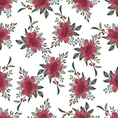 Gordijnen seamless pattern of red flower bouquet for textile design © else_lalala