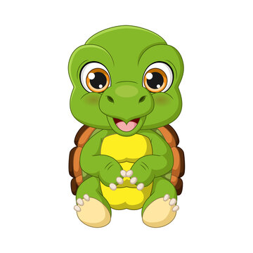 Cute baby turtle cartoon sitting