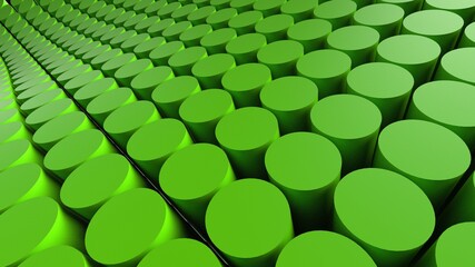Fototapeta premium Abstract background with green cylinders under black-white background. 3D high quality rendering. 3D illustration. 3D CG.