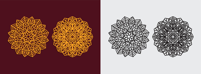 mandala art pattern vector template design for paper cutting, greeting card, sublimation printing and more